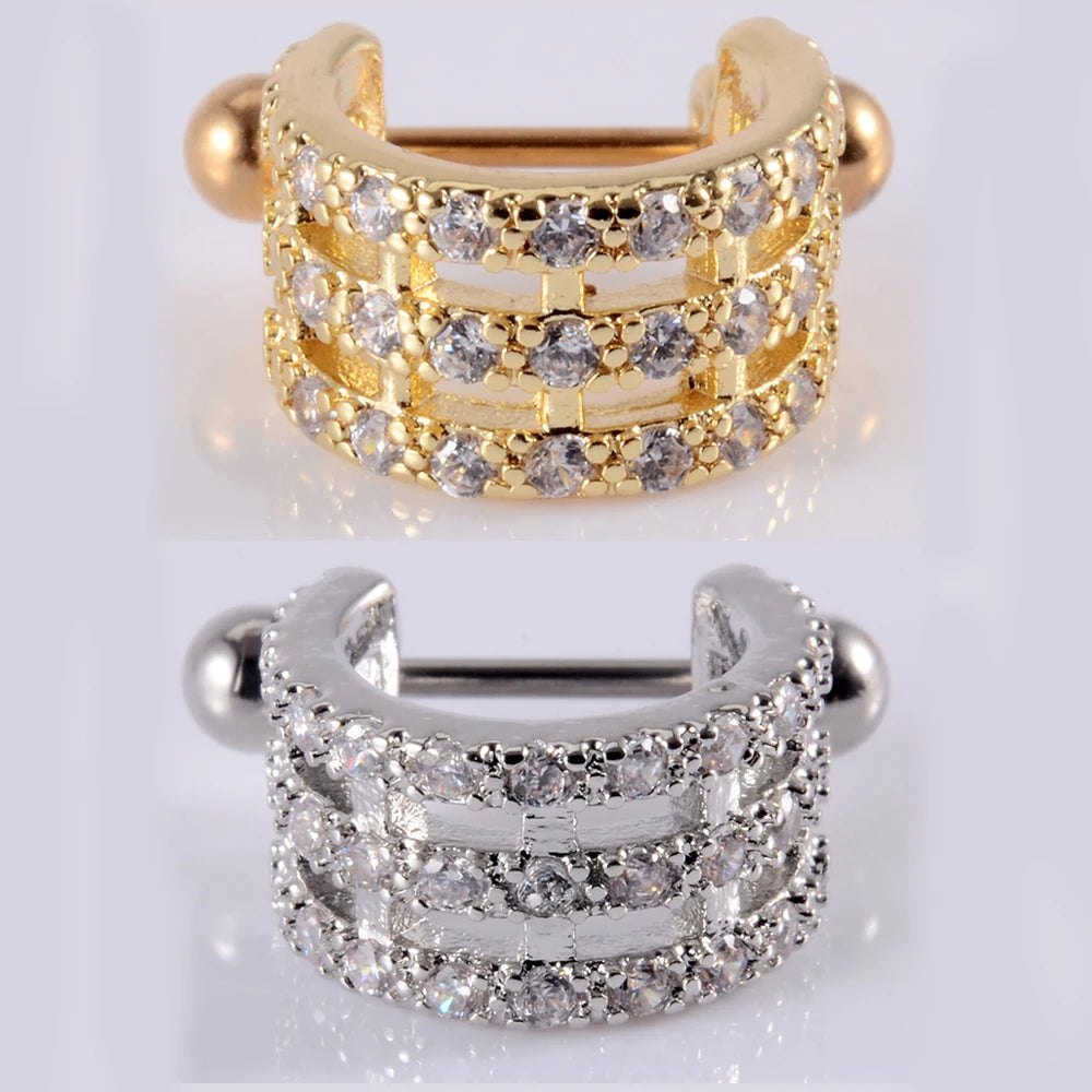 1pcs Surgical Steel Barbell With CZ Hoop Ear Tragus Cartilage Helix Earrings Ear Studs Ear Cuff Rook Woman Lobe Piercing Jewelry