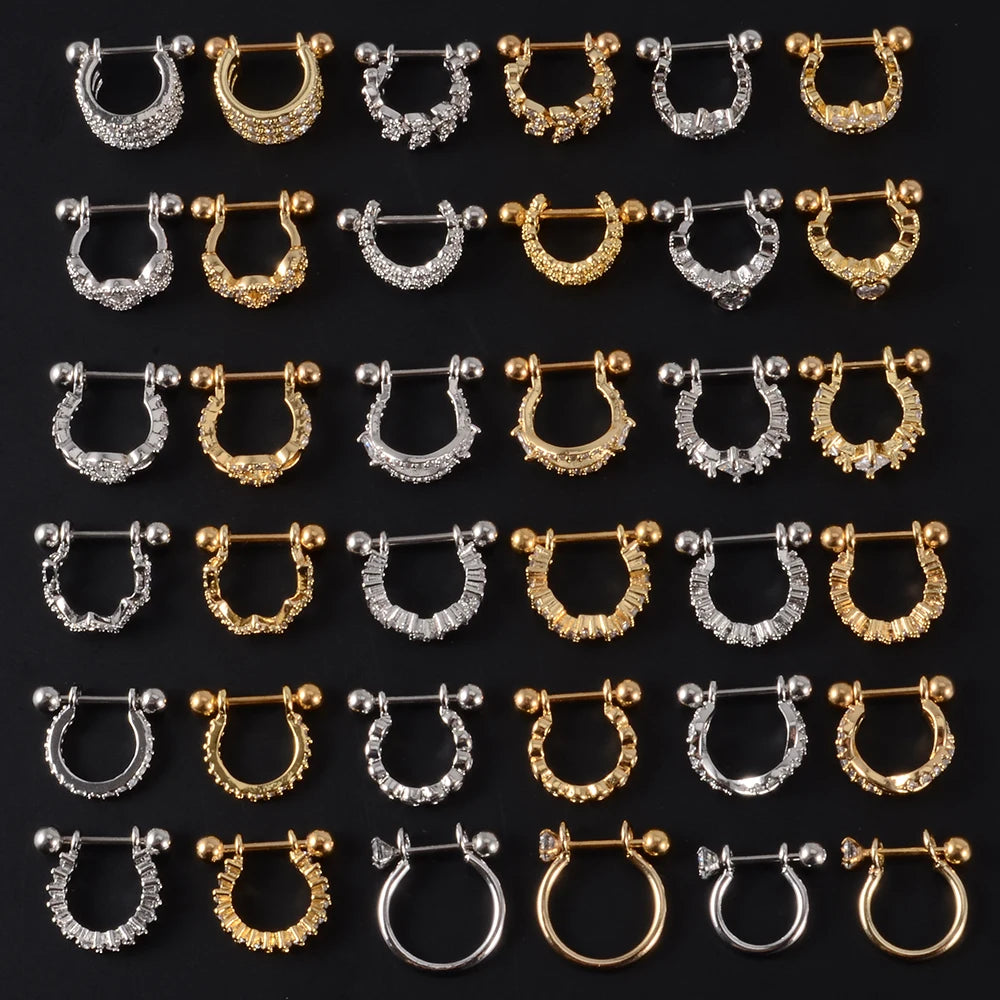 1pcs Surgical Steel Barbell With CZ Hoop Ear Tragus Cartilage Helix Earrings Ear Studs Ear Cuff Rook Woman Lobe Piercing Jewelry