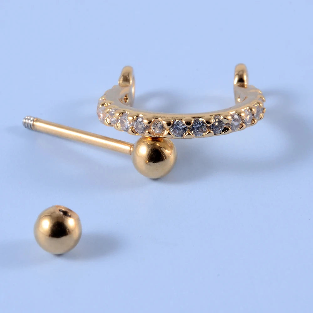 1pcs Surgical Steel Barbell With CZ Hoop Ear Tragus Cartilage Helix Earrings Ear Studs Ear Cuff Rook Woman Lobe Piercing Jewelry