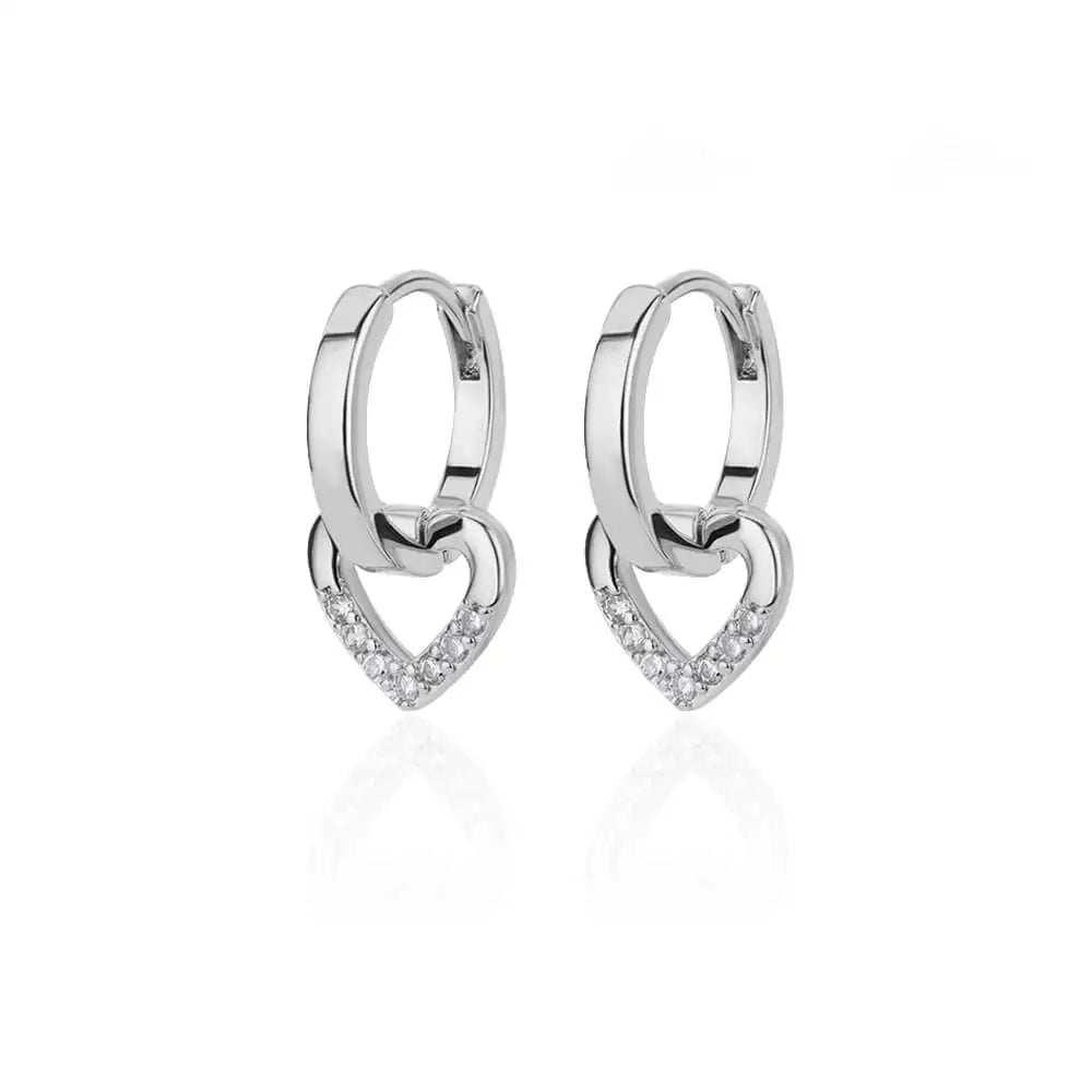 Hollow Heart Earrings for Women Stainless Steel Dangle Drop Earrings 2024 Trend Cubic Zirconia Wedding Couple Ear Jewelry aretes