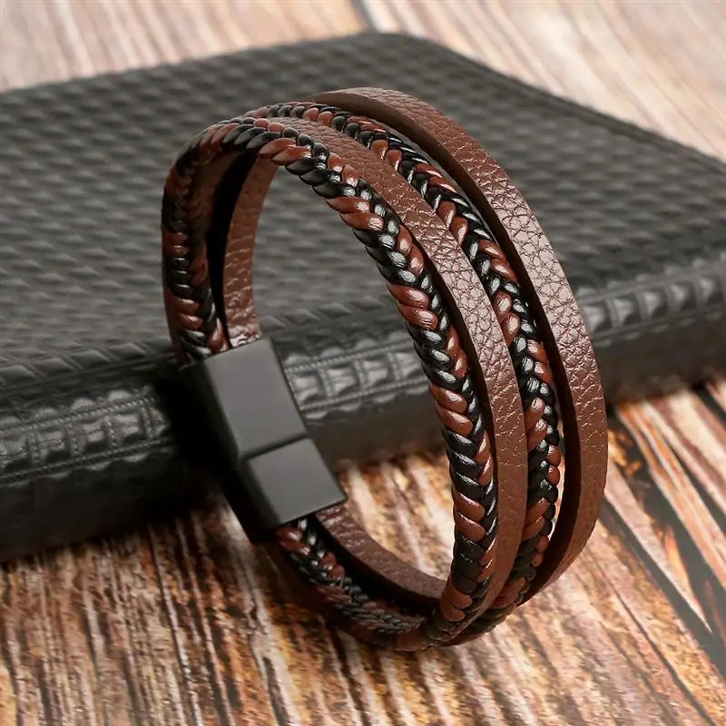 Classic New Leather Bracelet For Men 19/21/23cm Multilayer Leather Men Beaded Bracelets Fashion Jewelry Wholesale Dropshipping