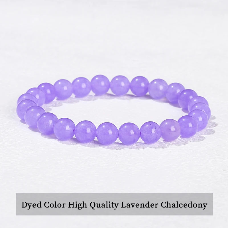 JD Natural Stone Beads Bracelet Amethyst Tiger Eye Crystal Quartz Agate Gem Beads Bangles Women Men Reiki Healling Jewelry Gift