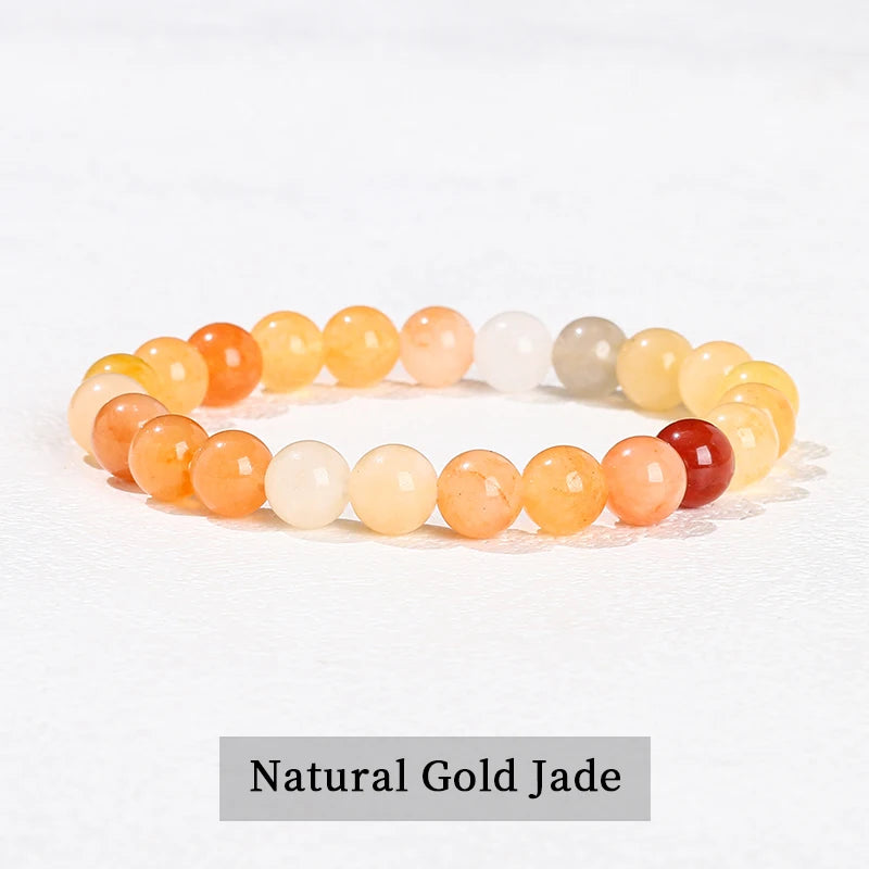 JD Natural Stone Beads Bracelet Amethyst Tiger Eye Crystal Quartz Agate Gem Beads Bangles Women Men Reiki Healling Jewelry Gift