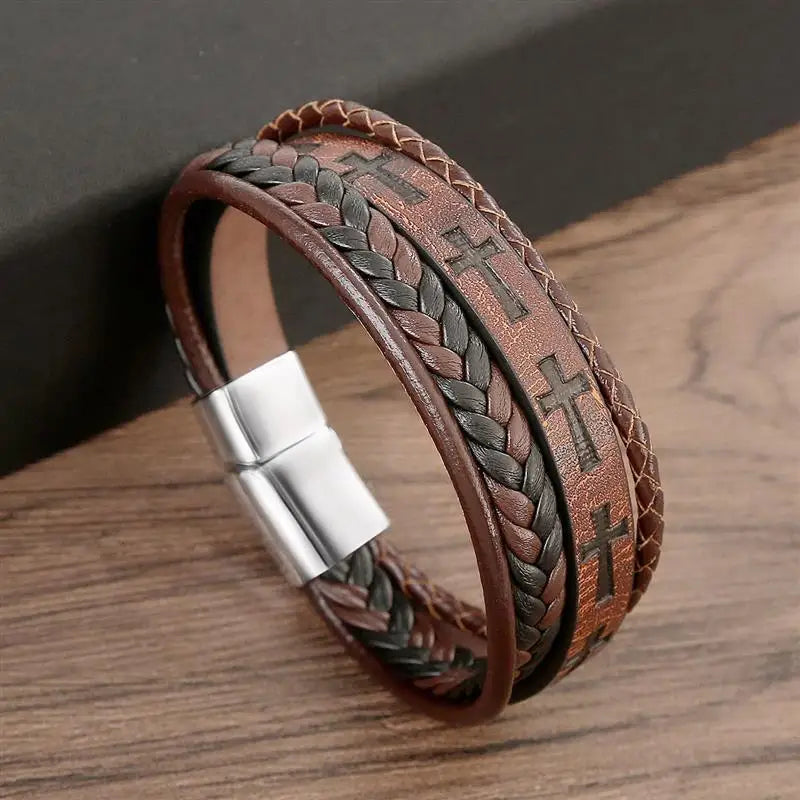 Classic New Leather Bracelet For Men 19/21/23cm Multilayer Leather Men Beaded Bracelets Fashion Jewelry Wholesale Dropshipping