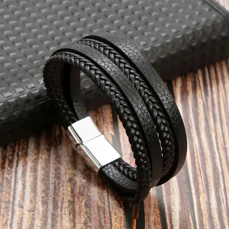 Classic New Leather Bracelet For Men 19/21/23cm Multilayer Leather Men Beaded Bracelets Fashion Jewelry Wholesale Dropshipping
