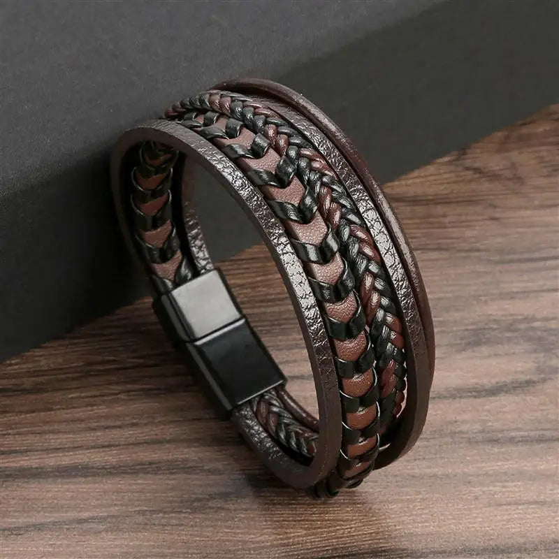 Classic New Leather Bracelet For Men 19/21/23cm Multilayer Leather Men Beaded Bracelets Fashion Jewelry Wholesale Dropshipping