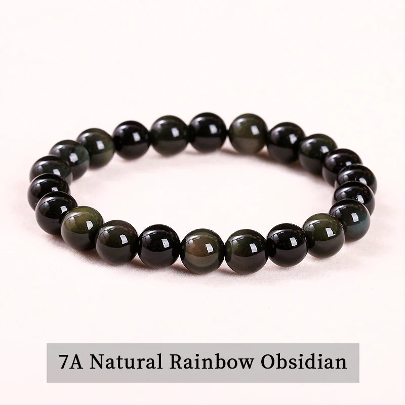 JD Natural Stone Beads Bracelet Amethyst Tiger Eye Crystal Quartz Agate Gem Beads Bangles Women Men Reiki Healling Jewelry Gift