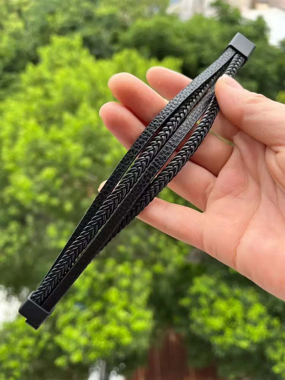 Trendy Leather Bracelets Men Stainless Steel Multilayer Braided Rope Bracelets For Male Bracelets Jewelry