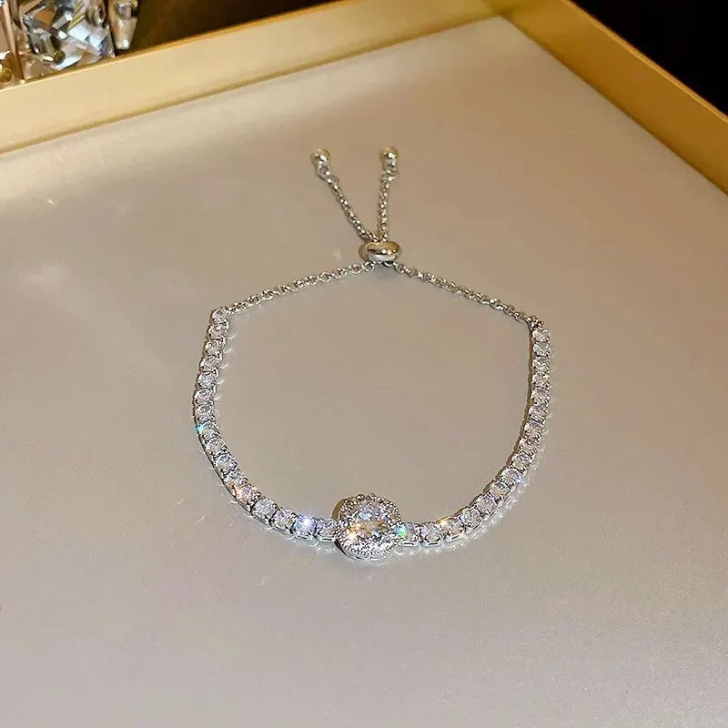 Korea Square Zircon Adjustable Bracelet for Female Simple Light Luxury Bracelets Personality Temperament Wedding Woman Jewelry