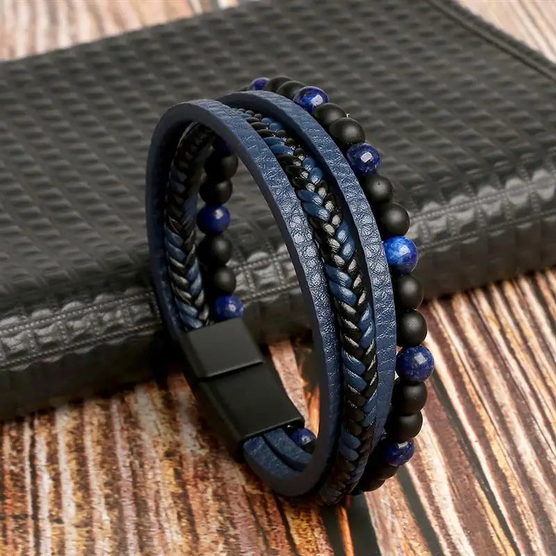 Classic New Leather Bracelet For Men 19/21/23cm Multilayer Leather Men Beaded Bracelets Fashion Jewelry Wholesale Dropshipping