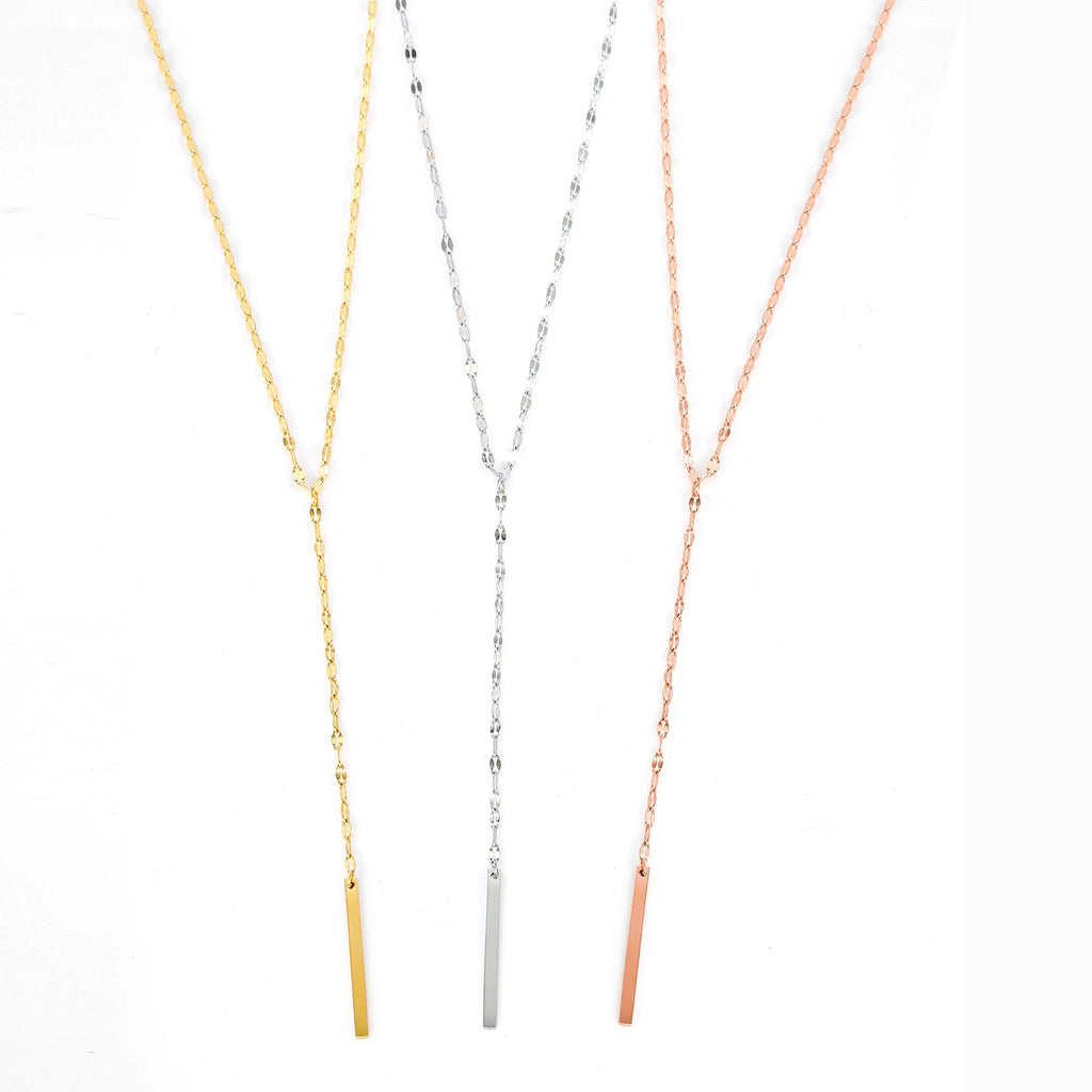 eManco Y-shaped Pendant Necklace Women's Simple Bamboo Chain Necklace Women's Stainless Steel Collar Jewelry