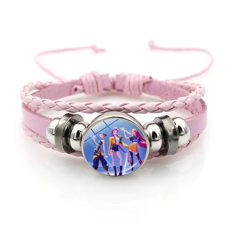 Cartoon KPop Demon Hunteres Women Fashion Ornaments Huntr/X Cute Braided Bracelet Cosplay Prop Accessories Girls Jewels Gifts