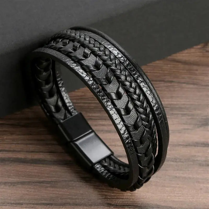Classic New Leather Bracelet For Men 19/21/23cm Multilayer Leather Men Beaded Bracelets Fashion Jewelry Wholesale Dropshipping